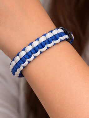 Handmade Paracord Braided Bracelet In Blue and White | Pick Your Size